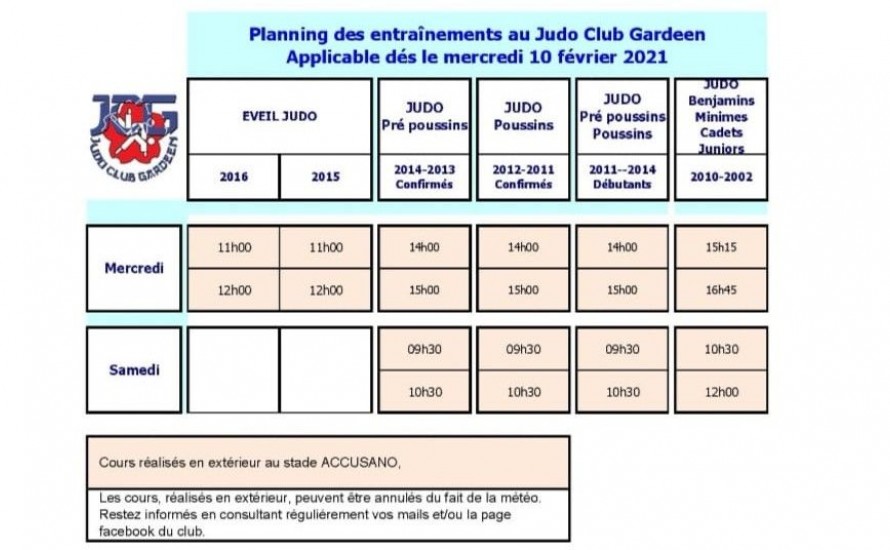 Reprise des cours en extérieur pour les -18ans